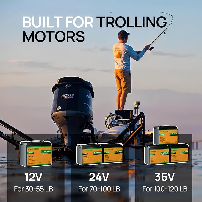 ECO-WORTHY 12V 50Ah Trolling Motor LiFePO4 Lithium Battery - Image 6