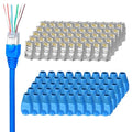 50-Pack Cat 6 Shielded Pass Through RJ45 Connectors + 50Pack RJ45 Strain Relief by Brileine
