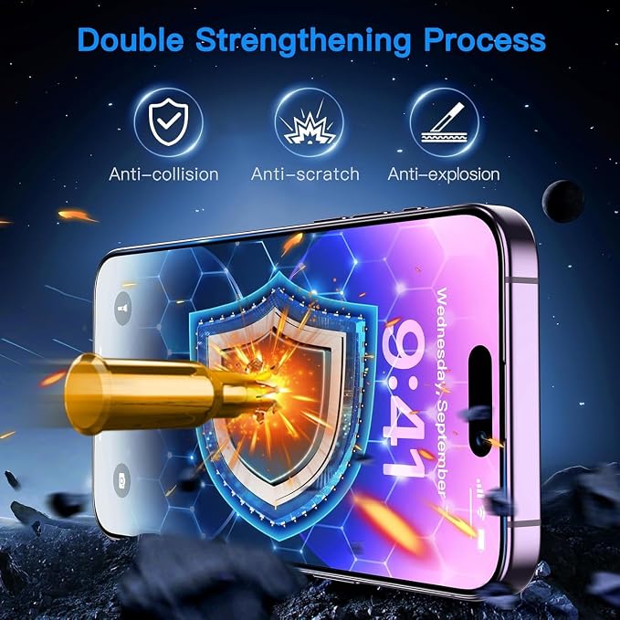 Uyiton Anti-Blue Light for iPhone 14 Pro Max Screen Protector - Image 5