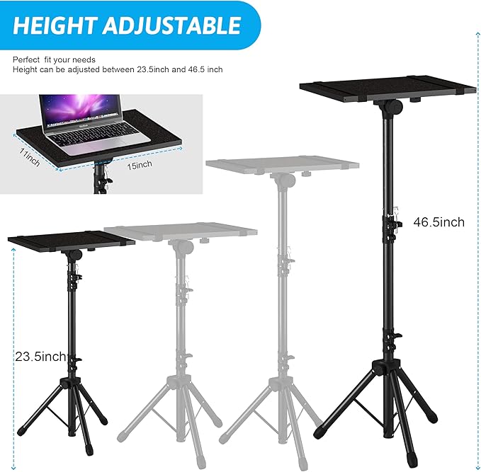Projector Stand Tripod from 23" to 46", Laptop Tripod Stand Height Adjustable - Image 4