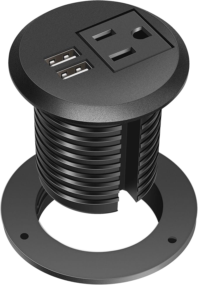Jgstkcity Desktop Power Grommet, 2 inch, 1 AC Outlet and 2 USB Ports, 6.56ft by Jgstkcity