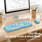 Wireless Keyboard and Mouse Combo, Retro Round Keycaps, Full-Size Cute - Image 8