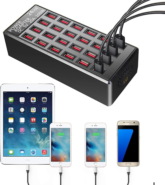 100w 24 Port, USB Fast Charging Station, Travel Desktop USB Rapid Charger - Image 2