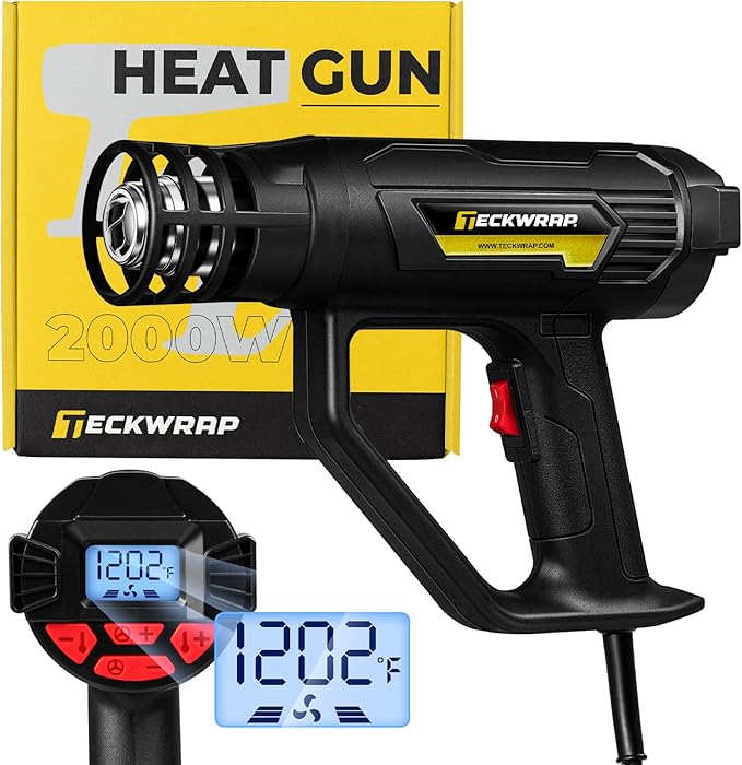 TECKWRAP Heat Gun 2000W with LCD Display, Adjustable Hot Air Gun by TECKWRAP
