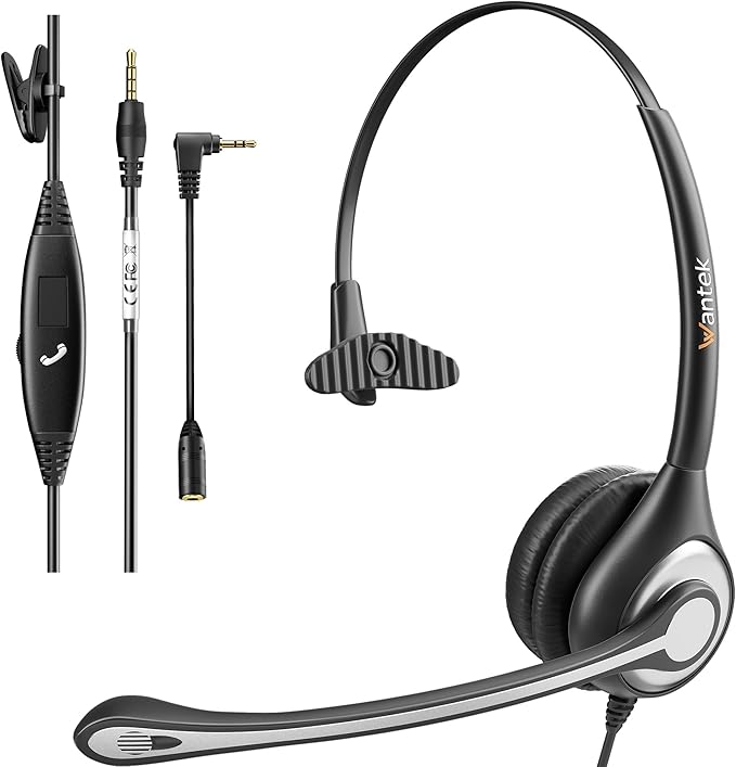 Wantek Cell Phone Headset Mono by Wantek