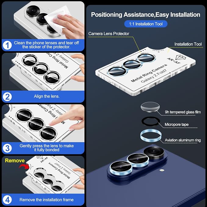 for Samsung Galaxy Z Fold 7 Camera Lens Protector, Individual Metal Ring - Image 6