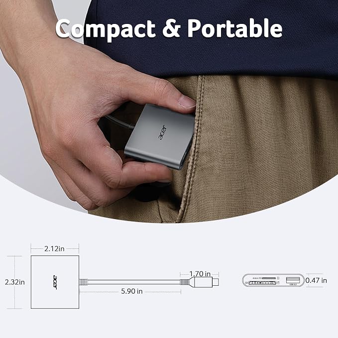 Acer SD Card Reader USB C, 3 in 1 Memory Card Reader - Image 8