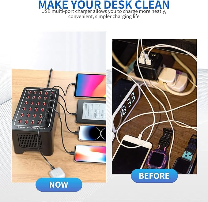 30 Port USB Charger, 150W/30A USB Smart Charger, 30-in-1 Desktop Charging hub - Image 5