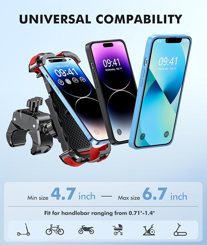 Motorcycle Phone Mount, Upgrade Bike Phone Mount, 360° Rotatable Phone Holder - Image 6