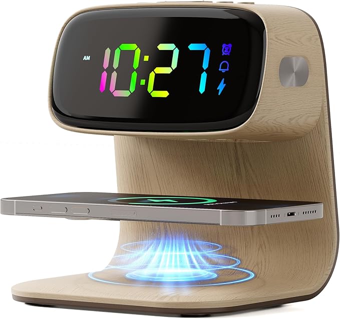 Digital Alarm Clock with Wireless Fast Charging Station 15W Touch Smart Lamp by YIDPU