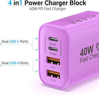 USB C Block 40W, 4 Ports Wall Plug Fast Charging Block, PD+QC Multiport Power - Image 4