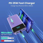Portable Charger 40800mAh with 3 Built-in Cable, PD 25W USB C in&Out Power Bank - Image 3