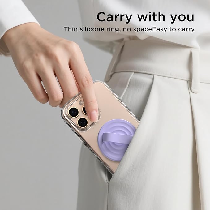 Magnetic Phone Ring Grip Holder, Silicone Finger Loop Grip, Compatible - Image 9