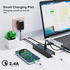 Powered USB Hub 3.0, VEMONT 7 Ports Multi USB hubs and 1 USB Smart Charging Port - Image 3