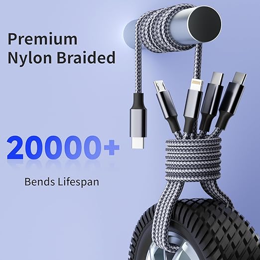 USB C Multi Charging Cable, 4 in 1 Charging Cable Nylon Braided USB-C Multiple - Image 2