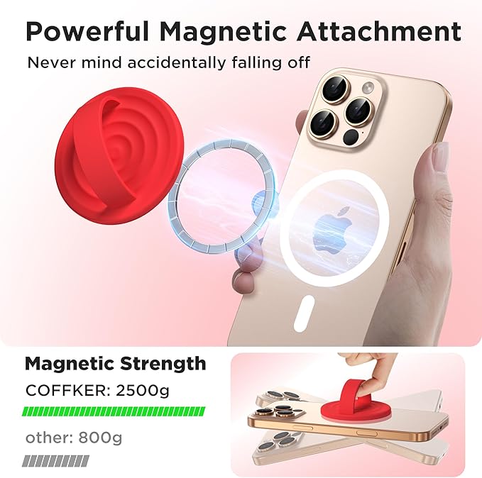 Magnetic Phone Ring Grip Holder, Silicone Finger Loop Grip, Compatible - Image 3