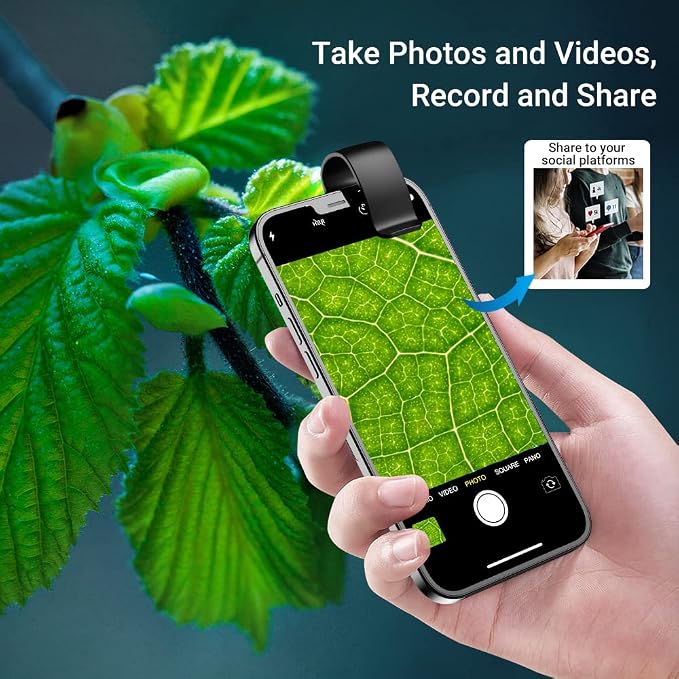 200X Magnification Microscope Lens withCPL Mobile LED Light Micro Pocket Macro - Image 5