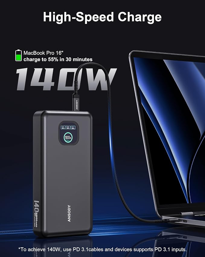 140W Power Bank, 25000mAh Laptop Portable Charger - Image 5
