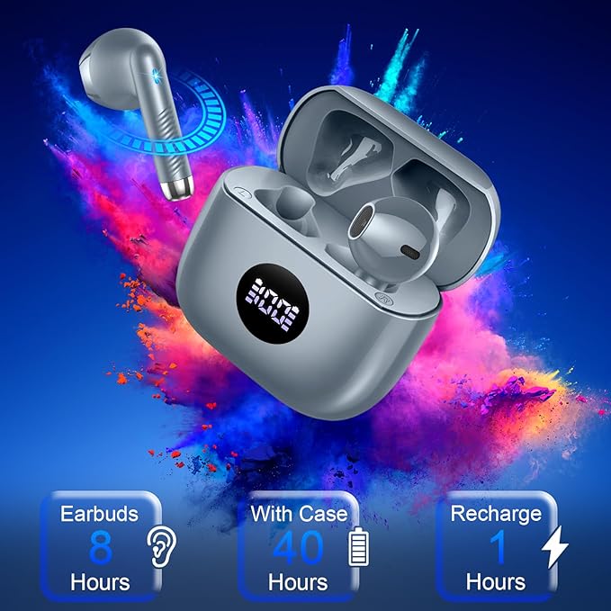 Wireless Earbuds, 40H Playback Mini Case IP7 Waterproof Sports Earphones - Image 7