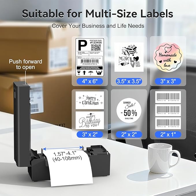 Bluetooth Thermal Shipping Label Printer, Wireless 4x6 Shipping Label Printer - Image 4