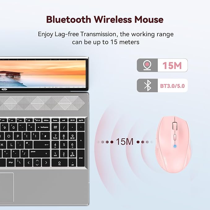 TECKNET Bluetooth Mouse, 4800 DPI Wireless Mouse, 2-Year Battery 6 Adjustable - Image 3