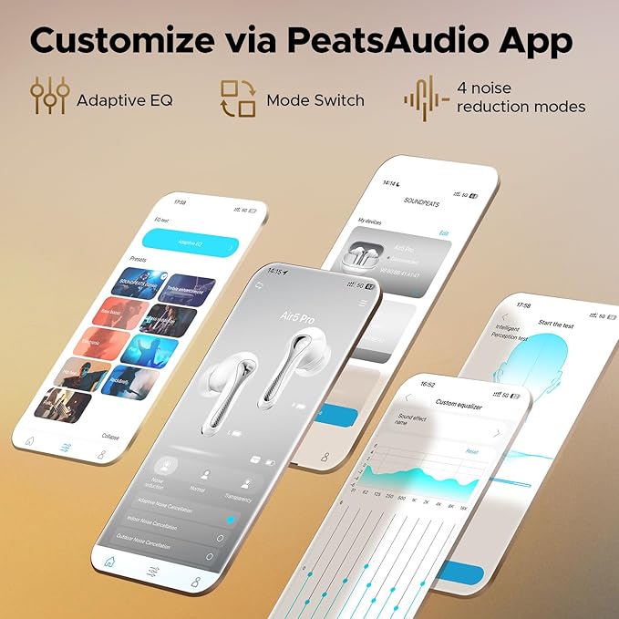 SoundPEATS Air5 Pro Adaptive Hybrid Noise Cancelling Wireless Earbuds, Qualcomm - Image 8