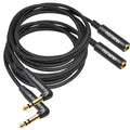 HUAELU 2Pack 6FT Right Angle 6.35mm TRS Stereo Male to Female Audio Cable by HUALEU