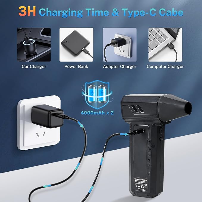 2-in-1 Electric Compressed Air Duster & Car Vacuum Cleaner - Image 8