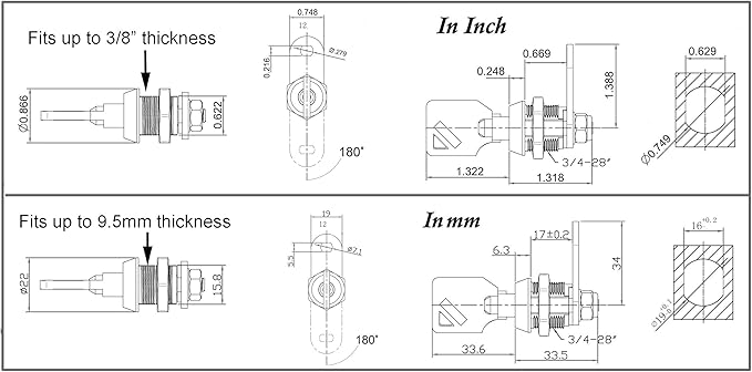 Admiral Locks Tubular Cam Lock, Keyed Alike Removable Key RV Compartment - Image 2