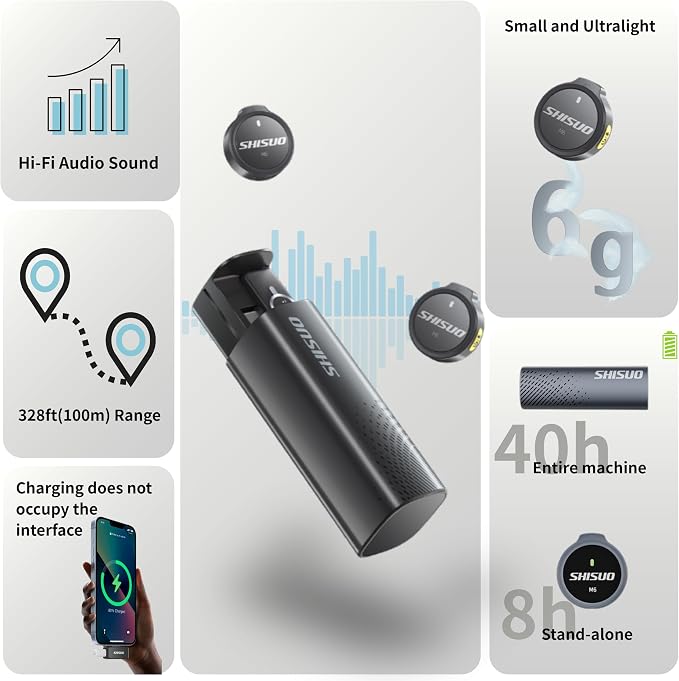 Wireless Lavalier Microphone for iPhone Android, Mini Clip-On Mic - Image 4