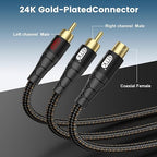 EMK RCA Splitter 2 Male to Female Extension Cable Dual Shielding Gold Plated - Image 2