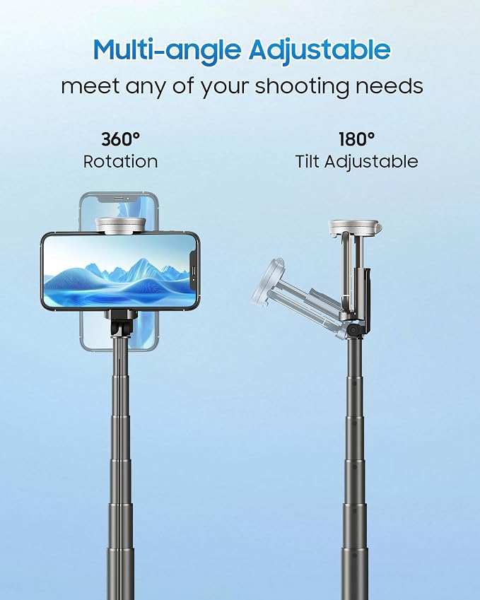 67" Selfie Stick Phone Tripod, All-in-1 Cell Phone Tripod - Image 5