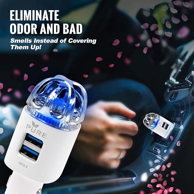 Car Air Purifier 3in1 Premium Stainless Steel HEPA Filter Ionizer w/Dual USB - Image 4