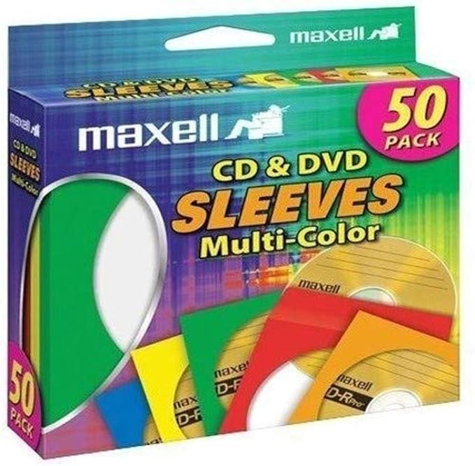 Maxell 190134 CD & DVD Paper Storage Envelope Sleeves by Maxell