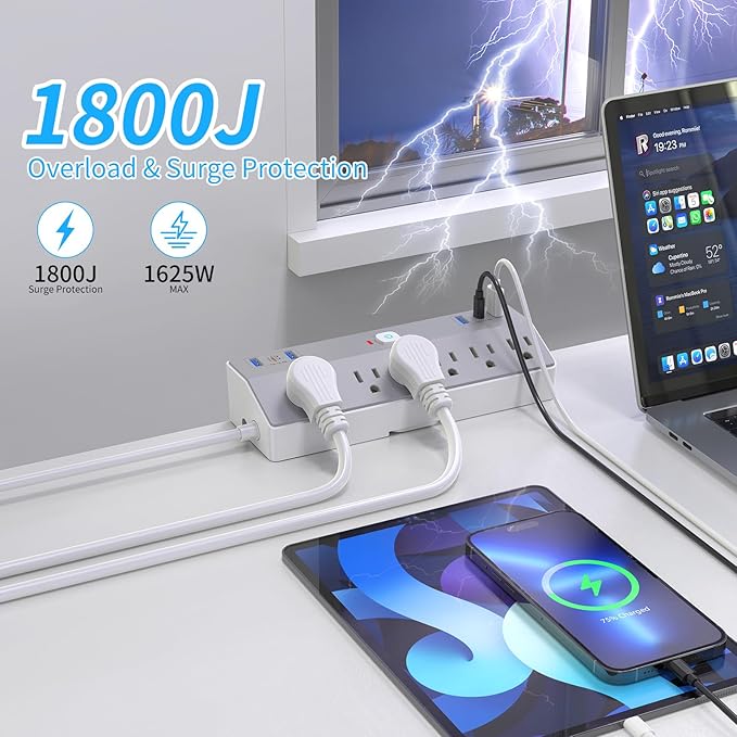 Clamp Power Strip Tall, 40W Fast Charging Station, Desk Mount Desk Shelf - Image 4