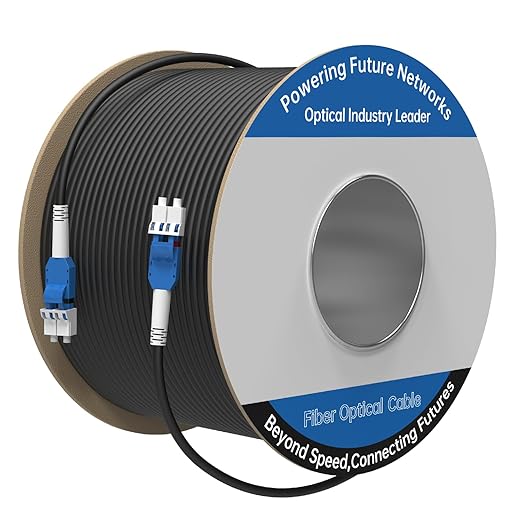 500M/1640FT LC to LC Armored Outdoor Fiber Optic Cable, Single Mode Duplex by Unknown