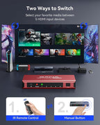 HDMI Switch 5 in 1 Out 4K@60Hz, GANA HDMI Splitter Switcher - Image 4