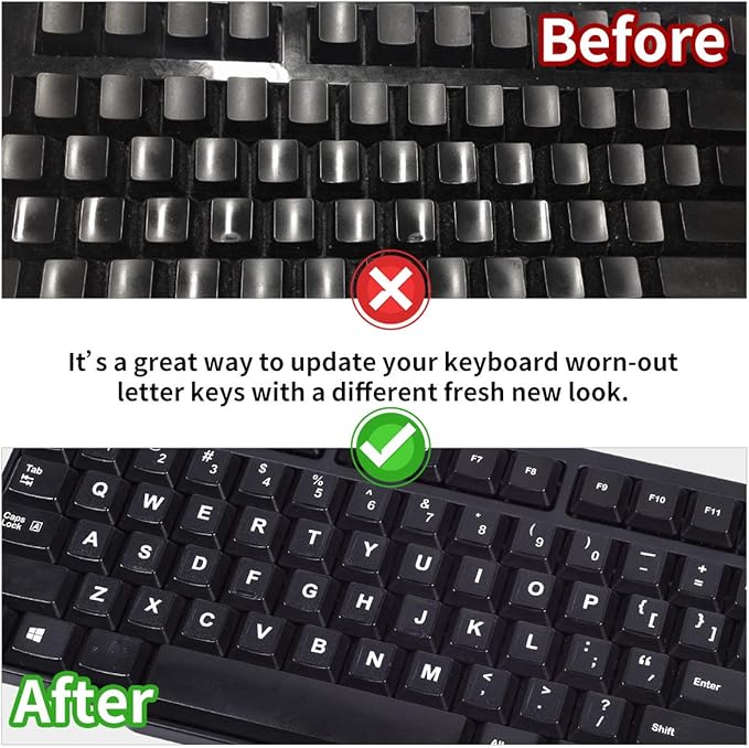 2PCS English Keyboard Letters Replacement Stickers, Large Print Bold White Font - Image 5