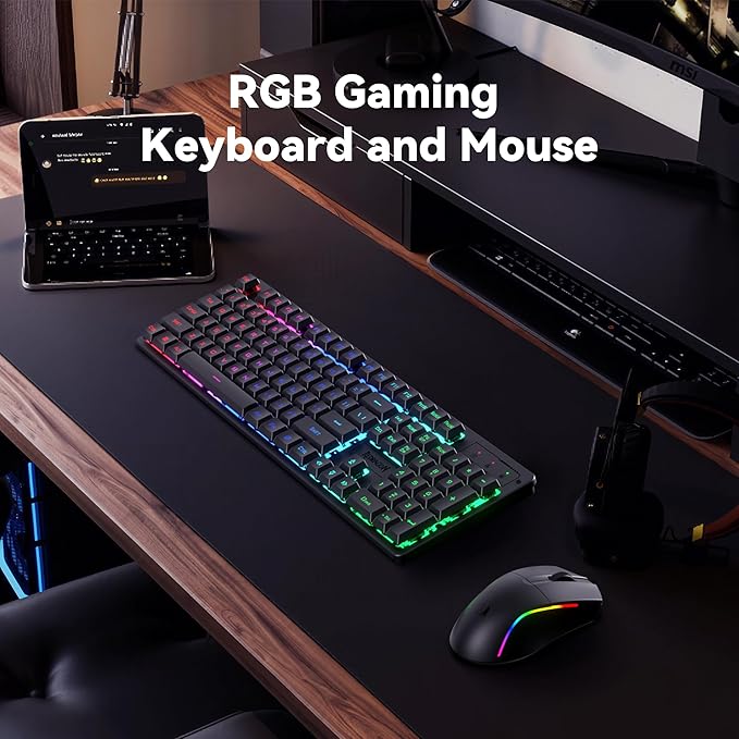 Redragon S107KS Wireless Gaming Keyboard and Mouse, RGB Backlit, 3 Mode - Image 3