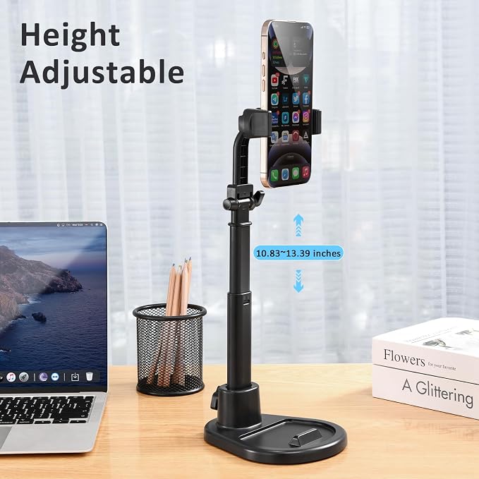 Phone Stand for Desk, Height Adjustable Cell Phone Holder for iPhone, 360 - Image 3
