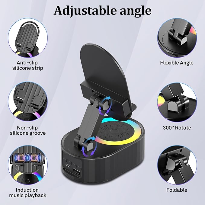 Wireless Induction Audio Bluetooth Speaker 5in1 Phone Holder Emergency - Image 5