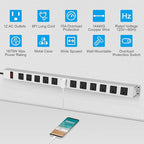 JUNNUJ Metal 12 Outlet Power Strip, Mountable Heavy Duty Power Strip, 1200J - Image 2