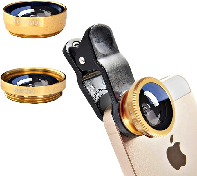 3 in 1 Cell Phone Camera Lens Kit Wide Angle Macro Fisheye Lens Universal by ANJIELOSMART