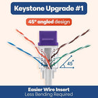 Everest 45° Angled RJ45 Cat6A Keystone Jacks 50-Pack in Purple - Image 3