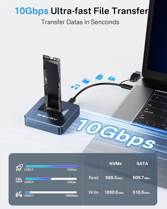 ACASIS NVME SSD Reader Adapter, Aluminium Alloy Housing Fast Heat Dissipation - Image 2