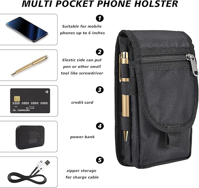 2 Packs Large Smartphone Pouch, Phone Pouch, Cell Phone Holster, Tactical - Image 3