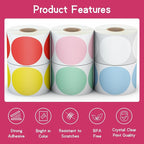 6 Rolls 2 Inch 6-Color Assorted Circle Direct Thermal Stickers Labels, - Image 4