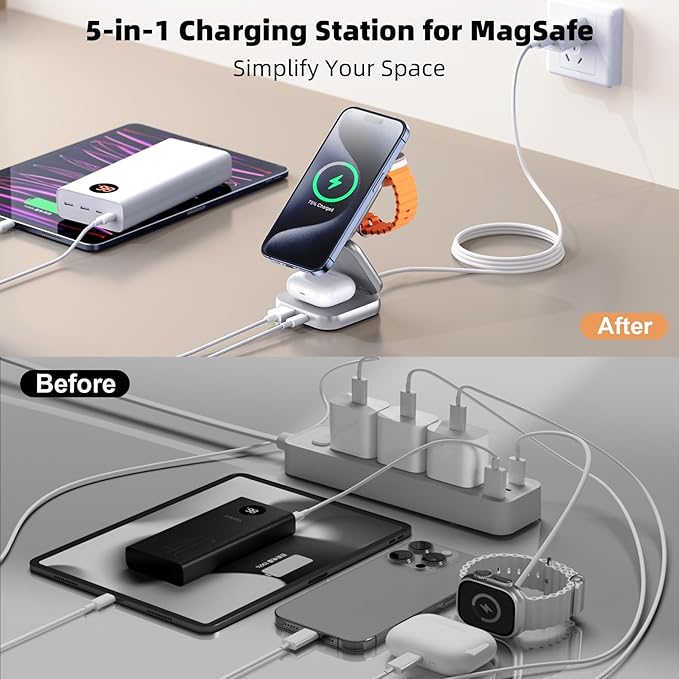 5-in-1 Wireless Charger for MagSafe, AC ISLAND Portable Travel Charging Station - Image 6