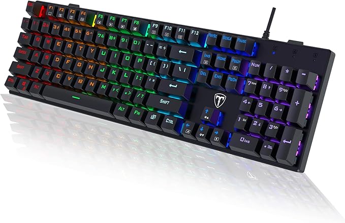 RisoPhy Mechanical Gaming Keyboard, RGB 104 Keys Ultra-Slim LED Backlit USB by RisoPhy