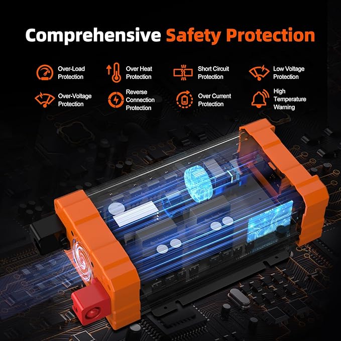BELTTT 1500W Pure Sine Wave Inverter 12V to 120V AC, Car Power Inverter 12V to - Image 7